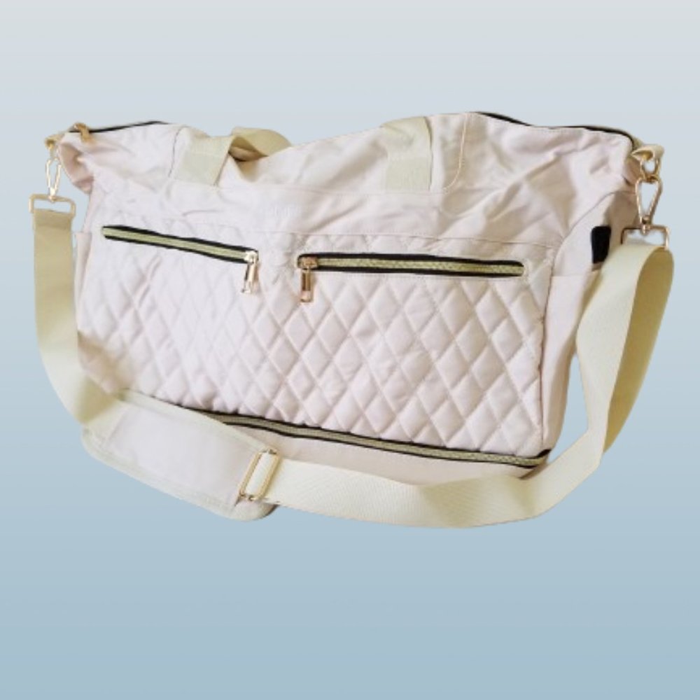 NEW! Roomy Duffel Tote Bag with Quilted Design & Detachable Strap